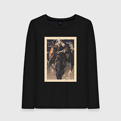 Лонгслив хлопковый женский Sova арт, цвет: черный