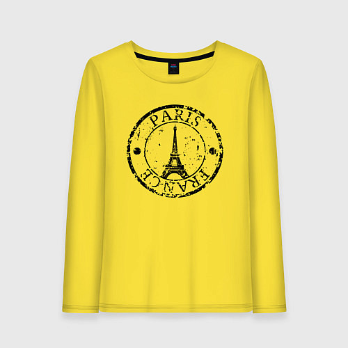 Женский лонгслив Париж, Франция, Эйфелева башня / Желтый – фото 1