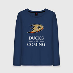 Лонгслив хлопковый женский Ducks Are Coming, Анахайм Дакс, Anaheim Ducks, цвет: тёмно-синий