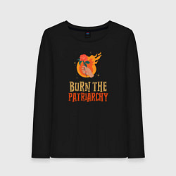 Лонгслив хлопковый женский Burn the Patriarchy, цвет: черный