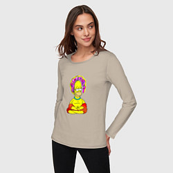 Лонгслив хлопковый женский Гомер - бог пончиков, цвет: миндальный — фото 2