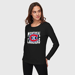 Лонгслив хлопковый женский Монреаль Канадиенс, Montreal Canadiens, цвет: черный — фото 2