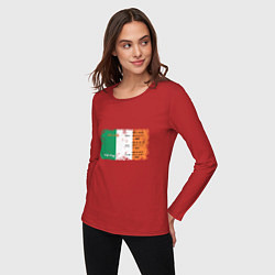 Лонгслив хлопковый женский Флаг Ирландии, цвет: красный — фото 2