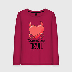 Лонгслив хлопковый женский Valentines Day Devil, цвет: маджента