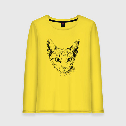 Женский лонгслив Clever cat / Желтый – фото 1