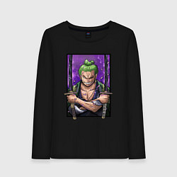 Лонгслив хлопковый женский ВАН ПИС ЗОРО One Piece, цвет: черный