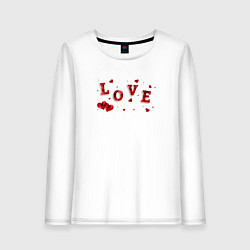 Лонгслив хлопковый женский Рубиновая Надпись Любовь Love, цвет: белый