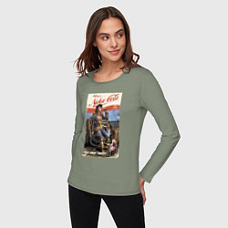 Лонгслив хлопковый женский Nuka Cola - raid your first!, цвет: авокадо — фото 2