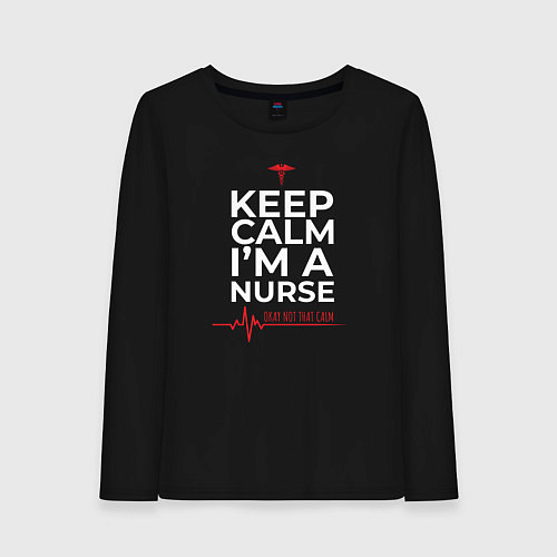 Женский лонгслив Спокойно, я медсестра Окей, не так спокойно / Черный – фото 1
