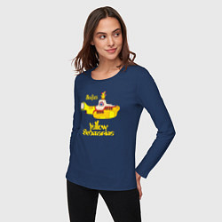 Лонгслив хлопковый женский On a Yellow Submarine, цвет: тёмно-синий — фото 2