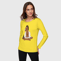 Лонгслив хлопковый женский Медитирующий БоДжек, цвет: желтый — фото 2