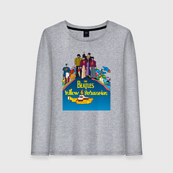 Лонгслив хлопковый женский The Beatles on a Yellow Submarine, цвет: меланж