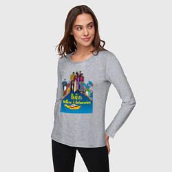 Лонгслив хлопковый женский The Beatles on a Yellow Submarine, цвет: меланж — фото 2