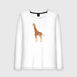 Лонгслив хлопковый женский Любопытный жираф, цвет: белый