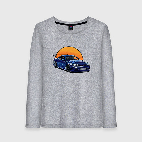 Женский лонгслив Ниссан gtr 2022 / Меланж – фото 1