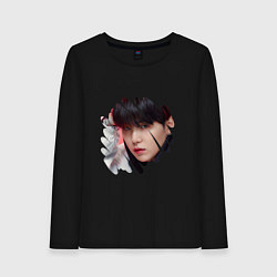 Лонгслив хлопковый женский Agust D SUGA BTS, цвет: черный