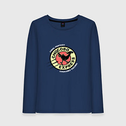 Лонгслив хлопковый женский Чокобо экспресс, цвет: тёмно-синий
