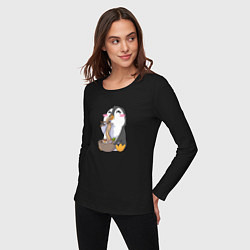 Лонгслив хлопковый женский Pinguin Ramen, цвет: черный — фото 2
