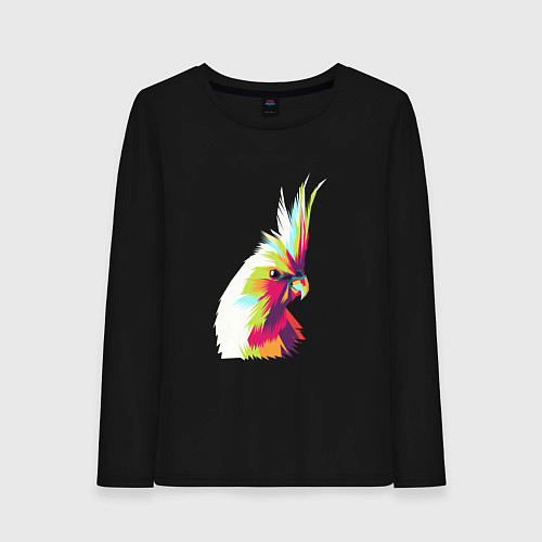 Женский лонгслив Цветной попугай Colors parrot / Черный – фото 1