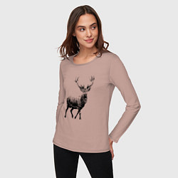 Лонгслив хлопковый женский Черный олень Black Deer, цвет: пыльно-розовый — фото 2
