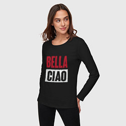 Лонгслив хлопковый женский Style Bella Ciao, цвет: черный — фото 2