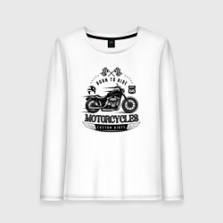 Лонгслив хлопковый женский Motorcycle Born to ride, цвет: белый