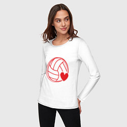 Лонгслив хлопковый женский Сердечко Волейбола, цвет: белый — фото 2
