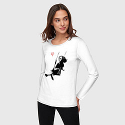 Лонгслив хлопковый женский Banksy - Бэнкси девочка на качелях, цвет: белый — фото 2
