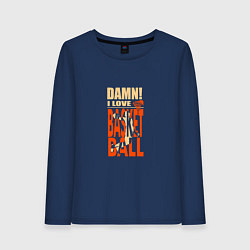 Лонгслив хлопковый женский Damn - Basketball, цвет: тёмно-синий