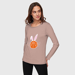 Лонгслив хлопковый женский Basketball Bunny, цвет: пыльно-розовый — фото 2