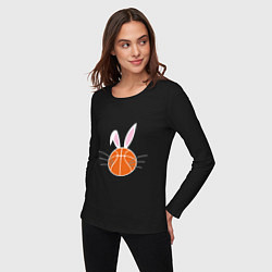 Лонгслив хлопковый женский Basketball Bunny, цвет: черный — фото 2