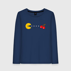 Лонгслив хлопковый женский Pac-man 8bit, цвет: тёмно-синий
