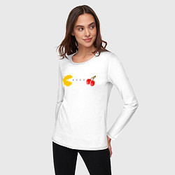 Лонгслив хлопковый женский Pac-man 8bit, цвет: белый — фото 2