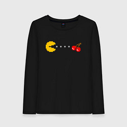 Лонгслив хлопковый женский Pac-man 8bit, цвет: черный