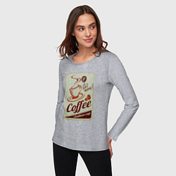 Лонгслив хлопковый женский Coffee Cup Retro, цвет: меланж — фото 2