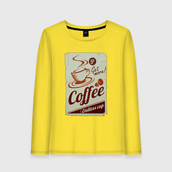 Лонгслив хлопковый женский Coffee Cup Retro, цвет: желтый