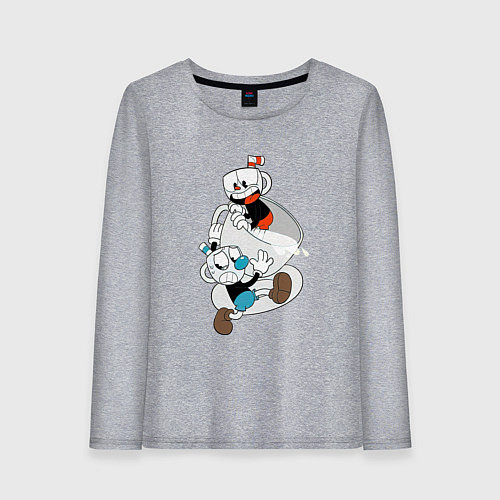 Женский лонгслив Чашки Cuphead / Меланж – фото 1