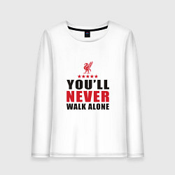 Лонгслив хлопковый женский Liverpool - Never Walk Alone, цвет: белый