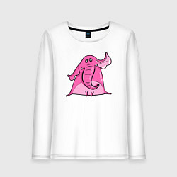 Лонгслив хлопковый женский Розовый слон, цвет: белый