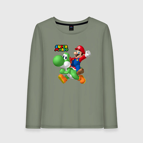 Женский лонгслив Mario and Yoshi Super Mario / Авокадо – фото 1