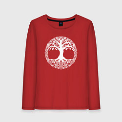 Лонгслив хлопковый женский Мировое Дерево Славян, цвет: красный