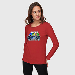 Лонгслив хлопковый женский Super Mario Galaxy logo, цвет: красный — фото 2
