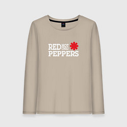 Лонгслив хлопковый женский RHCP Logo Red Hot Chili Peppers, цвет: миндальный