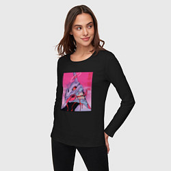 Лонгслив хлопковый женский Ева 02 Neon Evangelion, цвет: черный — фото 2