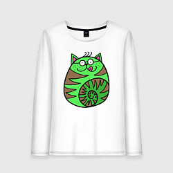 Женский лонгслив Зеленый круглый кот