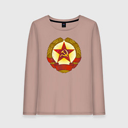 Лонгслив хлопковый женский Герб СССР без надписей, цвет: пыльно-розовый