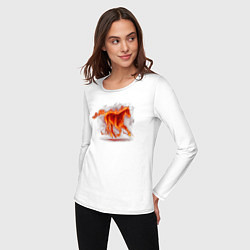 Лонгслив хлопковый женский Fire horse огненная лошадь, цвет: белый — фото 2