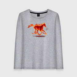 Лонгслив хлопковый женский Fire horse огненная лошадь, цвет: меланж