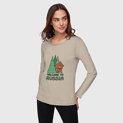 Лонгслив хлопковый женский Welcome - Russia, цвет: миндальный — фото 2