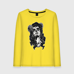 Лонгслив хлопковый женский Santa Muerte Black Art, цвет: желтый